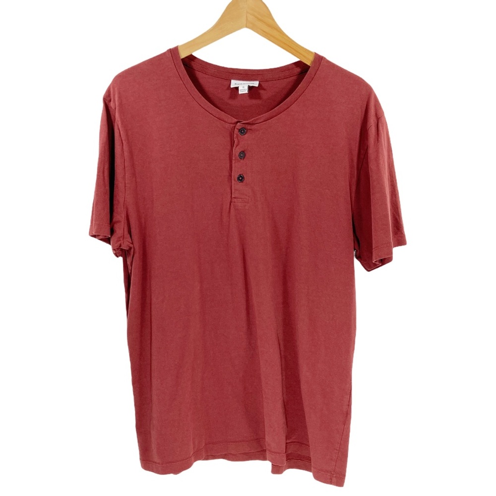 Frank & Oak Cotton Soft Henley Tee Men’s XL Rust Red